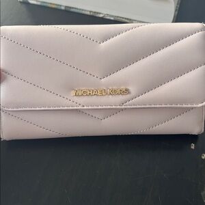 Michael Kors Trifold Wallet Powder Quilted Blush Pink